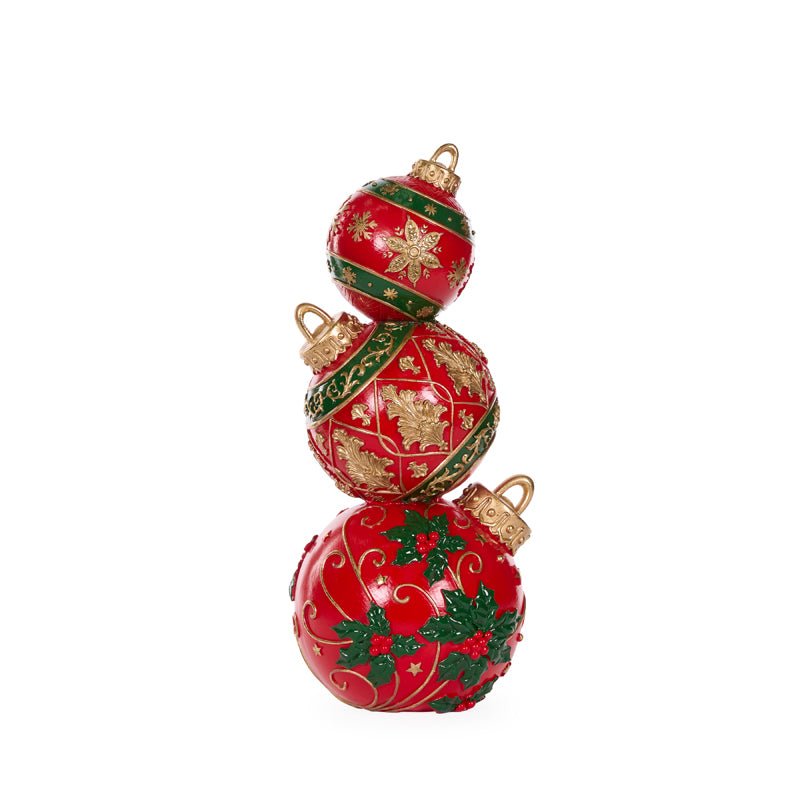 41 CM RED GREEN SNOWFLAKE BAUBLE STACK - Pure Apotheca