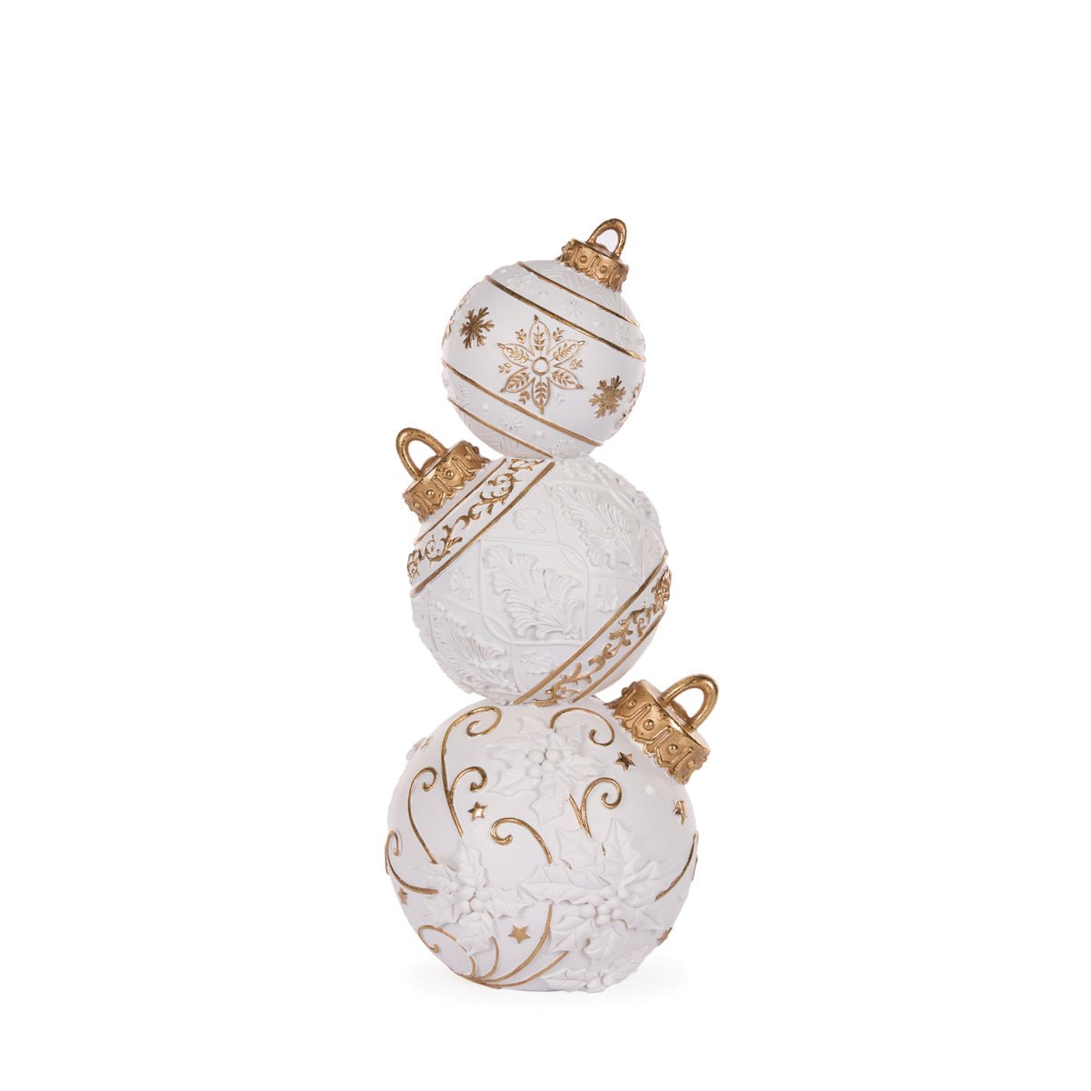 41 CM WHITE AND GOLD SNOWFLAKE BAUBLE STACK - Pure Apotheca