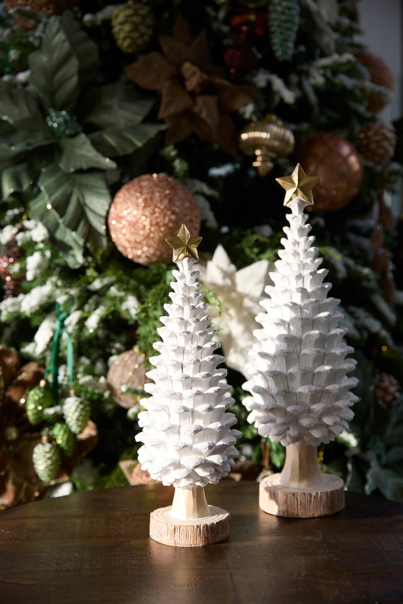 42.5 CM WASHED PINECONE TREE WITH STAR - Pure Apotheca