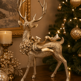 Champagne Standing Reindeer with Bow 70cm