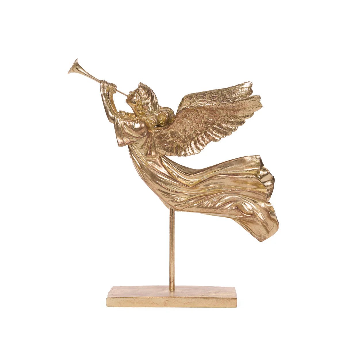 45 CM GILDED ANGEL WITH TRUMPET - Pure Apotheca