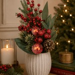 45cm Red Berry Pinecone Iced Bauble Spray - Pure Apotheca