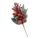 45cm Red Berry Pinecone Iced Bauble Spray - Pure Apotheca