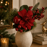 45cm Red Poinsettia & Apple Spray - Pure Apotheca