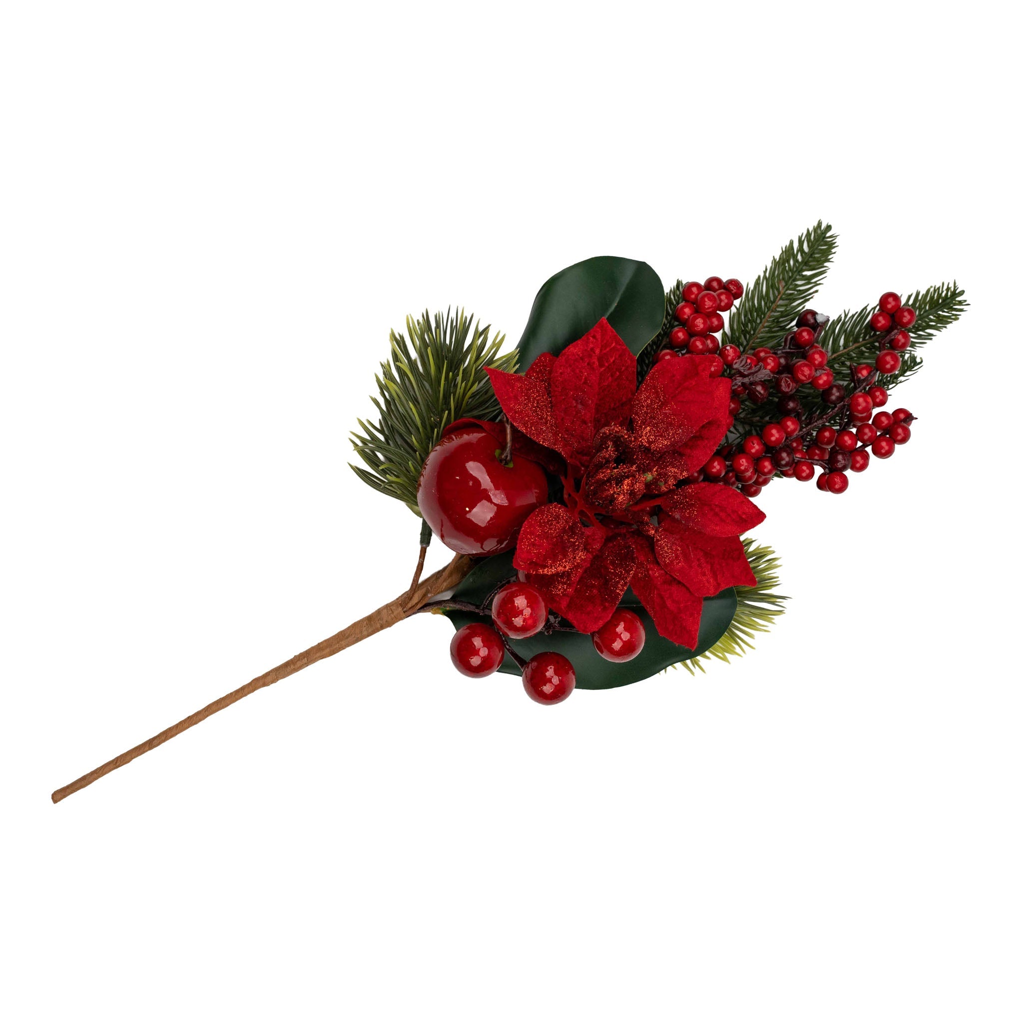 45cm Red Poinsettia & Apple Spray - Pure Apotheca