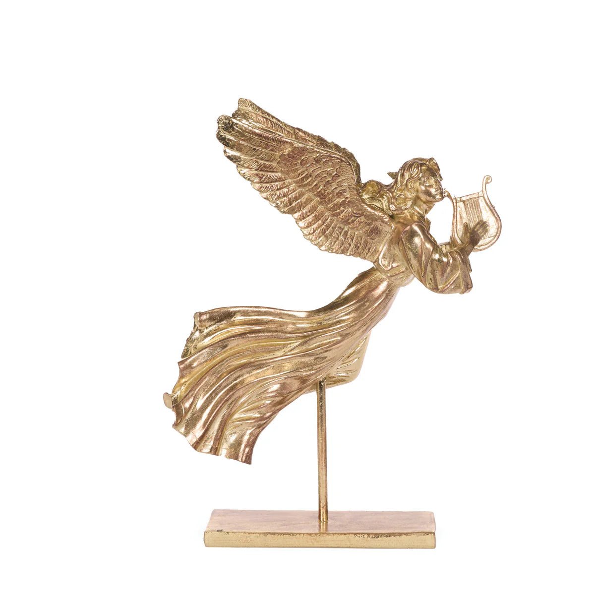 47 CM GILDED ANGEL WITH HARP - Pure Apotheca