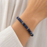 Navy Soladite Stone Gold Disc Bracelet