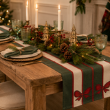 Deluxe Red Bow Striped Table Runner 180x33cm