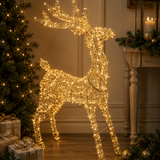 93cm Illuminated Gold Beaded Reindeer 600 LED