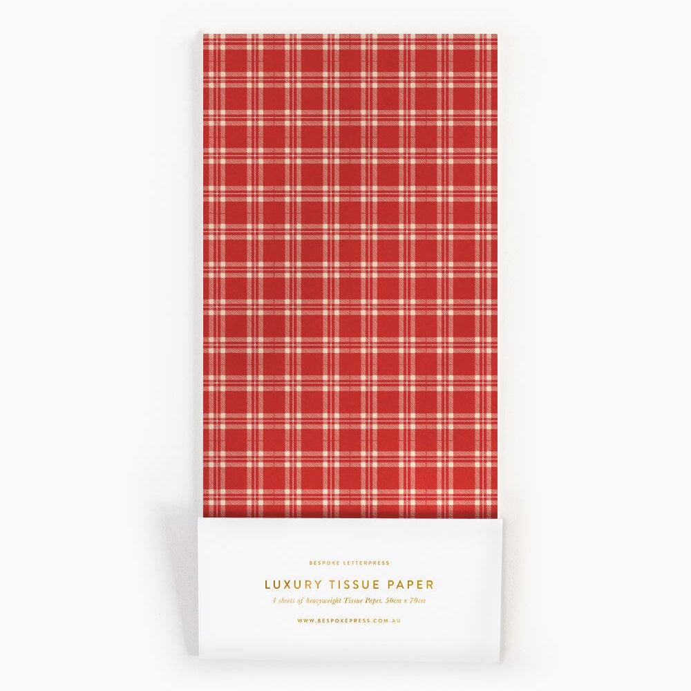 4pk Tissue Paper - Christmas Red Check - Pure Apotheca