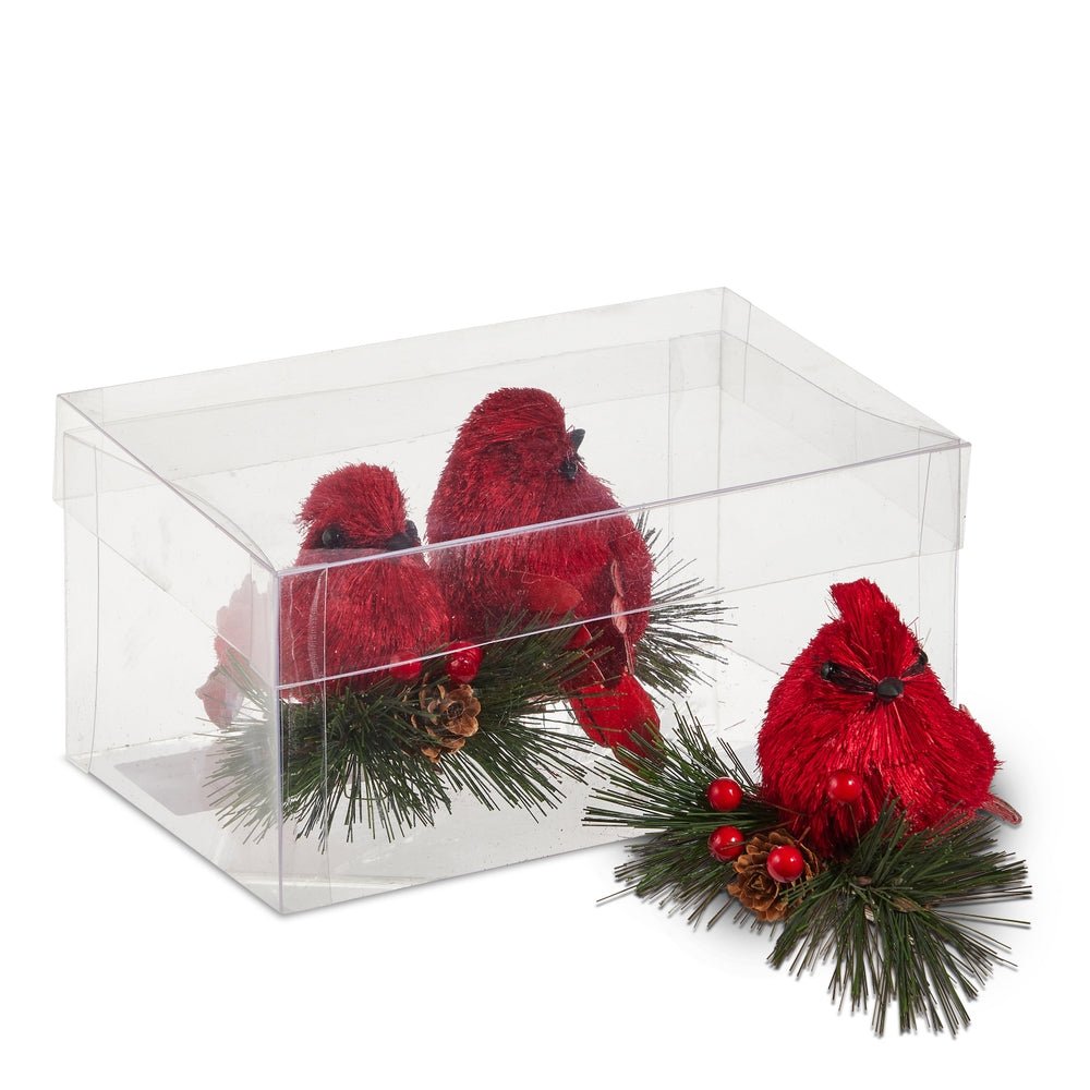 5" Cardinal on Greenery Ornaments Boxed Set/3 - Pure Apotheca