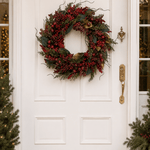 50cm Glittered Red Berry Magnolia Leaf Wreath - Pure Apotheca
