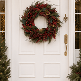50cm Glittered Red Berry Magnolia Leaf Wreath - Pure Apotheca