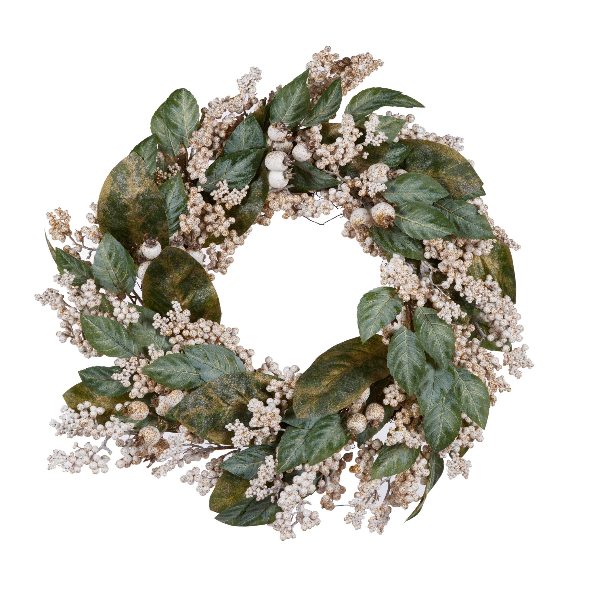 50CM METALLIC WHITE BERRY WREATH - Pure Apotheca