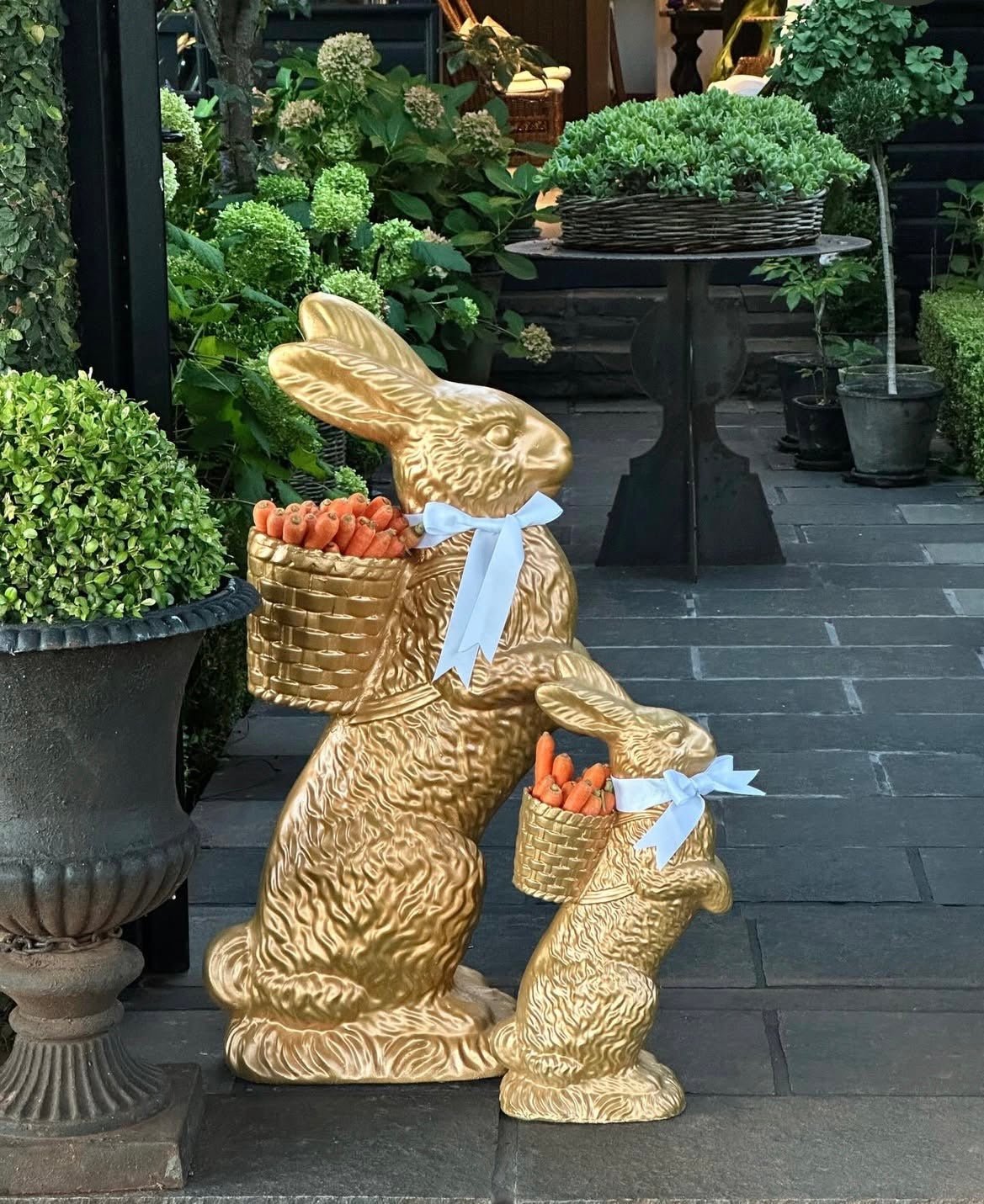52 CM GOLDEN RABBIT WITH BASKET - Pure Apotheca