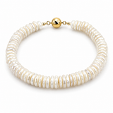 Cove Shell Pearl Disc Bracelet with Gold Magnet Clasp