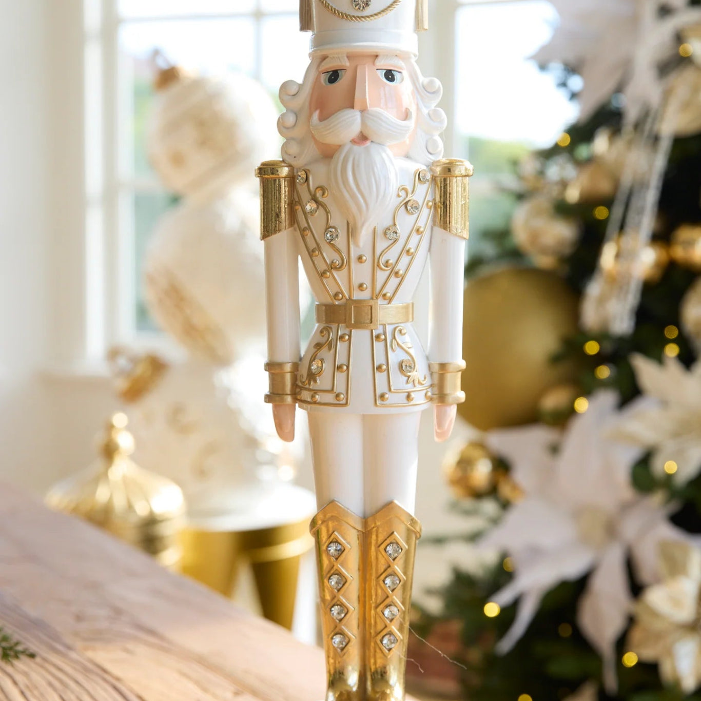 55 CM WHITE AND GOLD JEWEL NUTCRACKER - Pure Apotheca