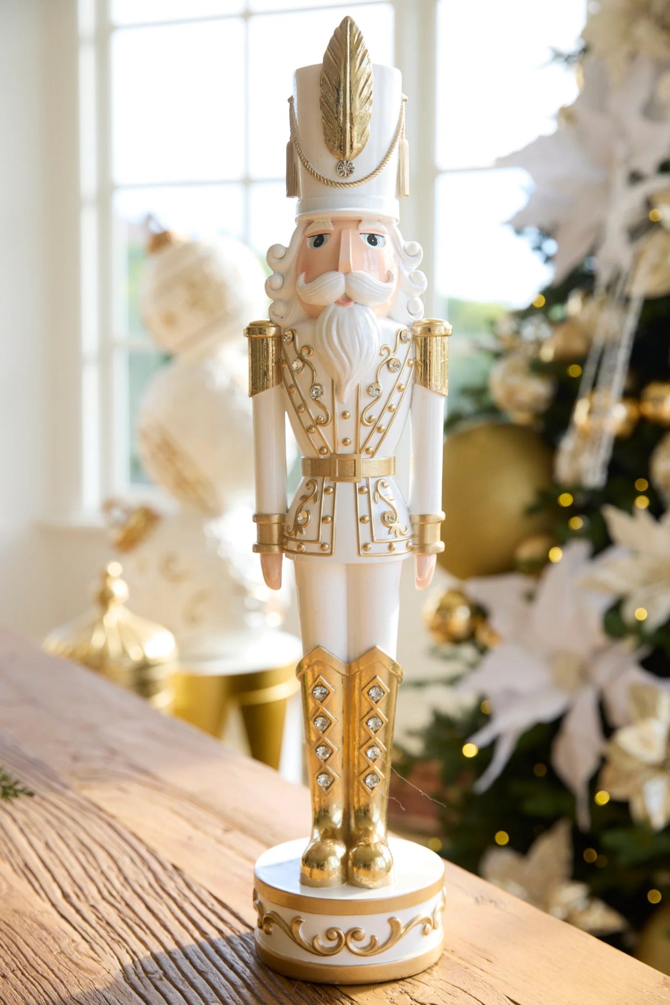 55 CM WHITE AND GOLD JEWEL NUTCRACKER - Pure Apotheca