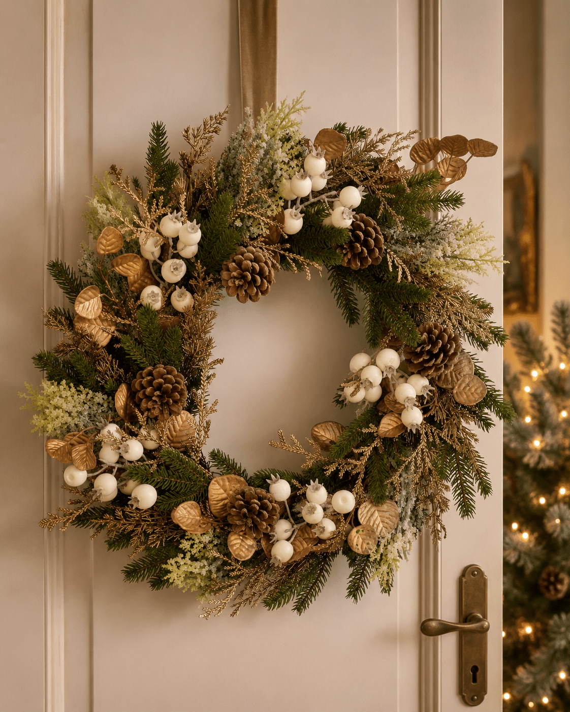 55cm Natural White Berry Wreath - Pure Apotheca