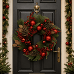 55cm Red Berry Pinecone Bauble Wreath - Pure Apotheca
