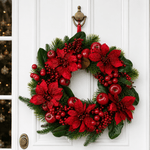 55cm Red Poinsettia & Apple Wreath - Pure Apotheca
