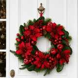 55cm Red Poinsettia & Apple Wreath - Pure Apotheca