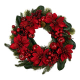 55cm Red Poinsettia & Apple Wreath - Pure Apotheca