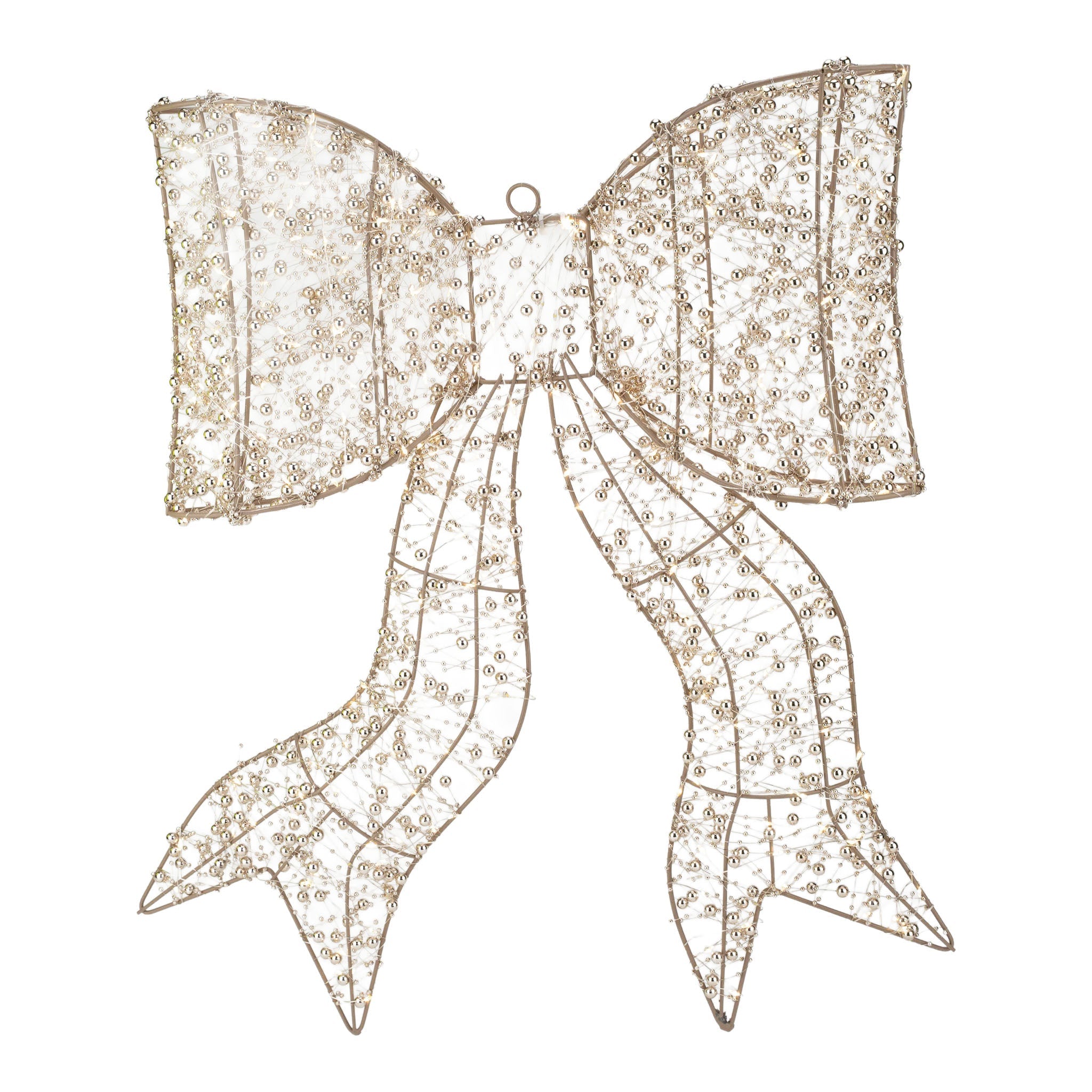 57cm H Illuminated Gold Beaded Bow 400 LED - Pure Apotheca