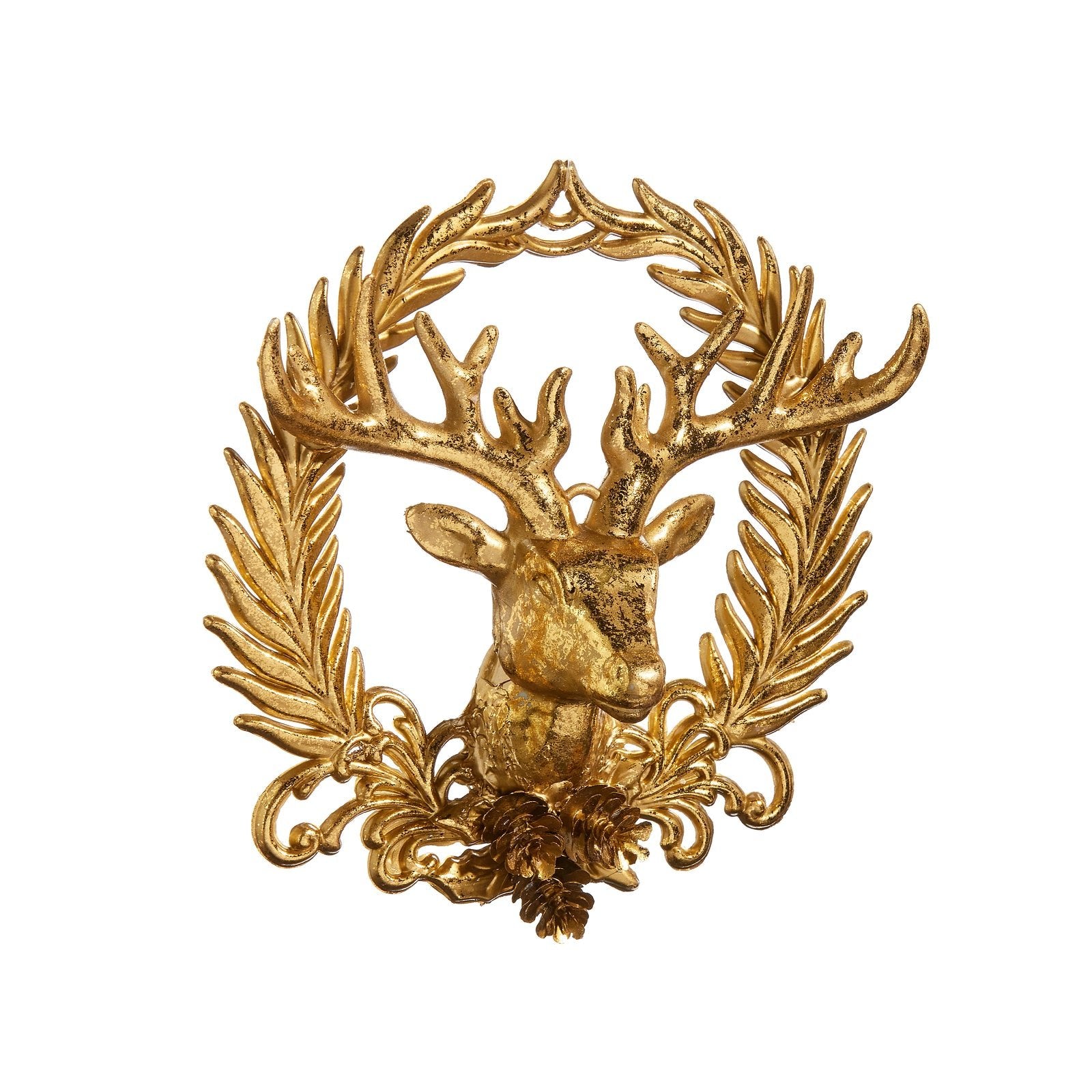 6" Deer With Wreath Emblem Hanging Ornament - Pure Apotheca