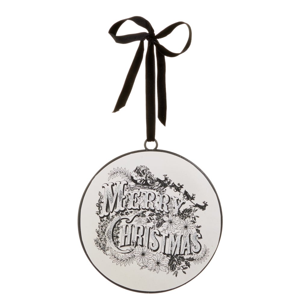 6" Vintage Noir Merry Christmas Disc Hanging Ornament - Pure Apotheca
