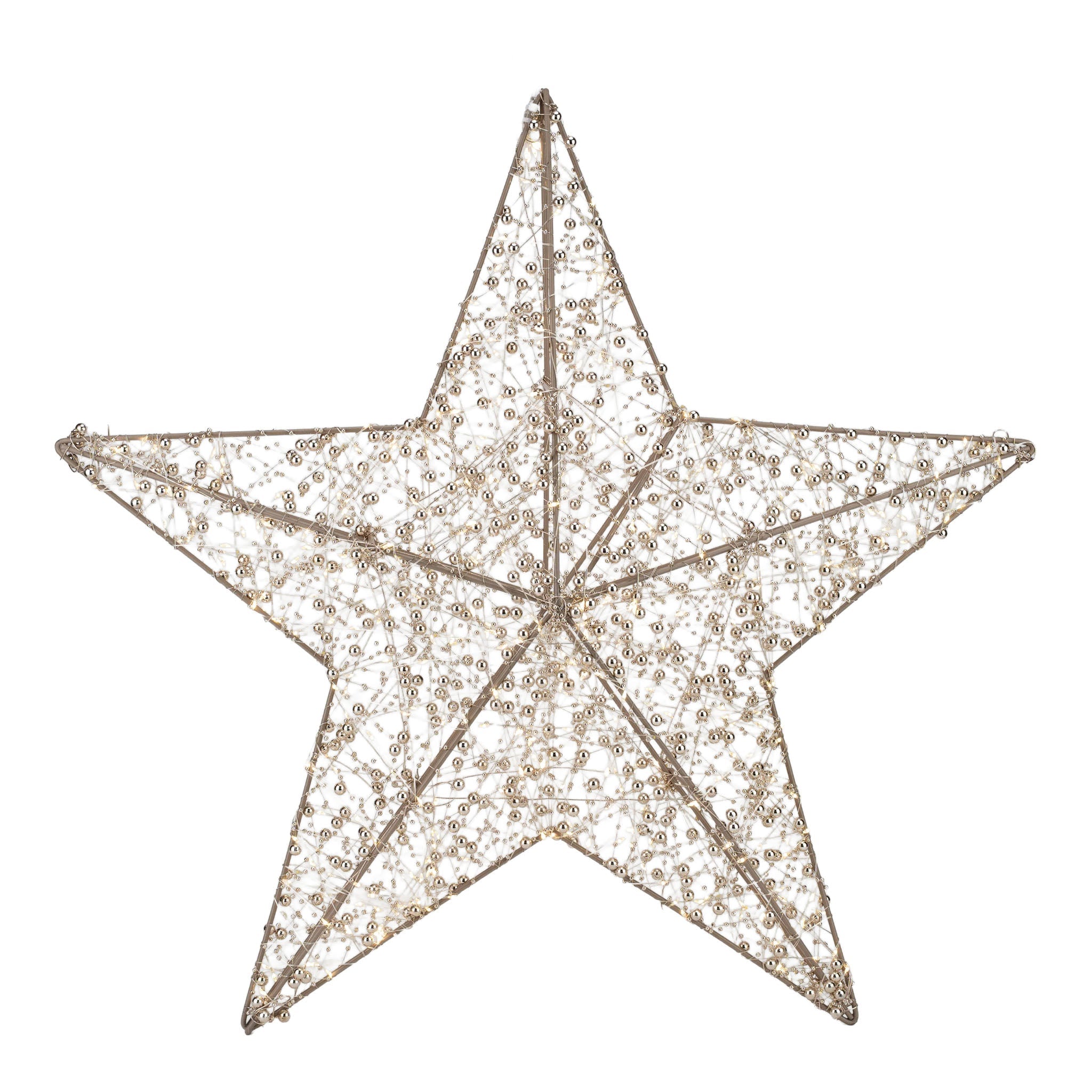 60cm Illuminated Gold Beaded Star 600 LED - Pure Apotheca