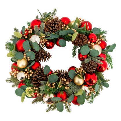 60cm Red Gold Festive Wreath - Pure Apotheca