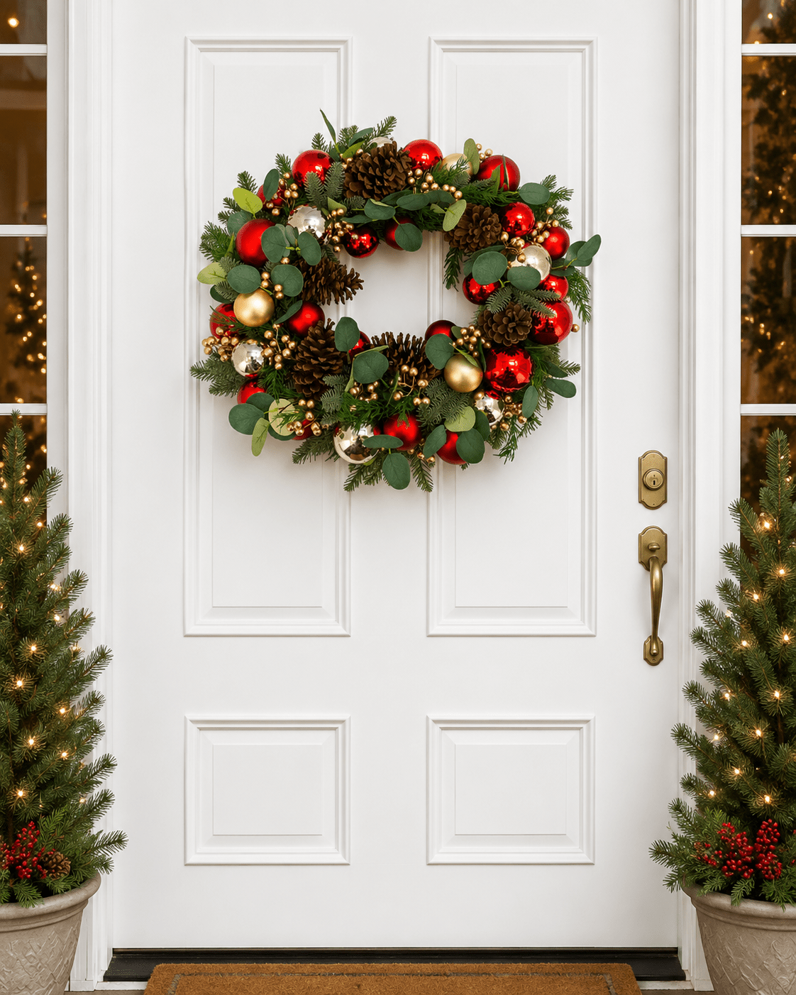 60cm Red Gold Festive Wreath - Pure Apotheca