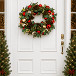 60cm Red Gold Festive Wreath - Pure Apotheca