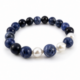 Navy Stone Pearl Bracelet