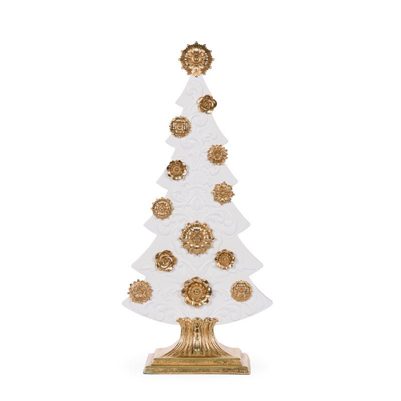 62 CM WHITE AND GOLD ROSETTE TREE - Pure Apotheca