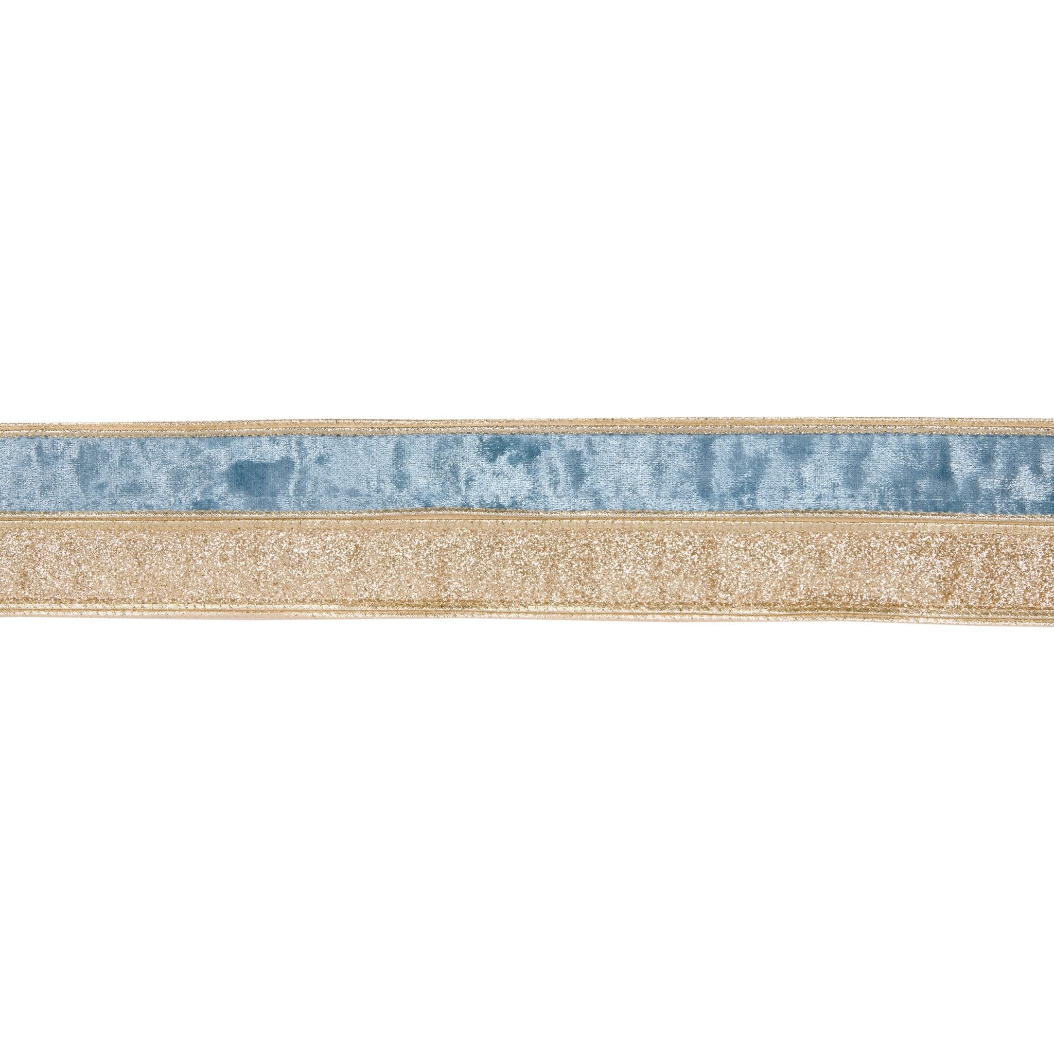 6.3 CM BLUE AND CHAMPAGNE DOUBLE STRIPE VELVET RIBBON - Pure Apotheca