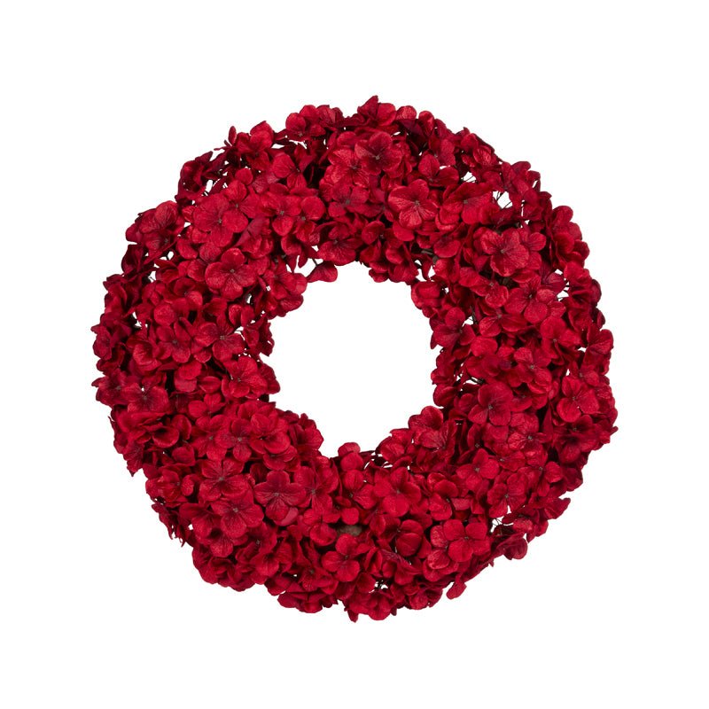 65 CM DEEP RED HYDRANGEA WREATH - Pure Apotheca
