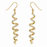 Stainless steel CZ spiral drop earrings