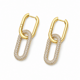 Oriba Oval Link CZ Drop Earrings