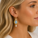 Azura Blue Etched Glass Earrings