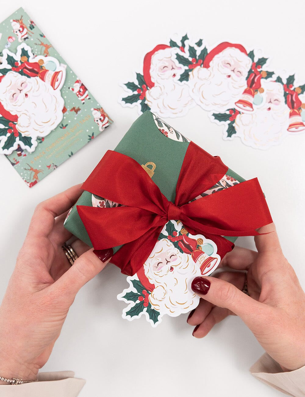 6pk Christmas Gift Tags - Jingle Bells Santa - Pure Apotheca