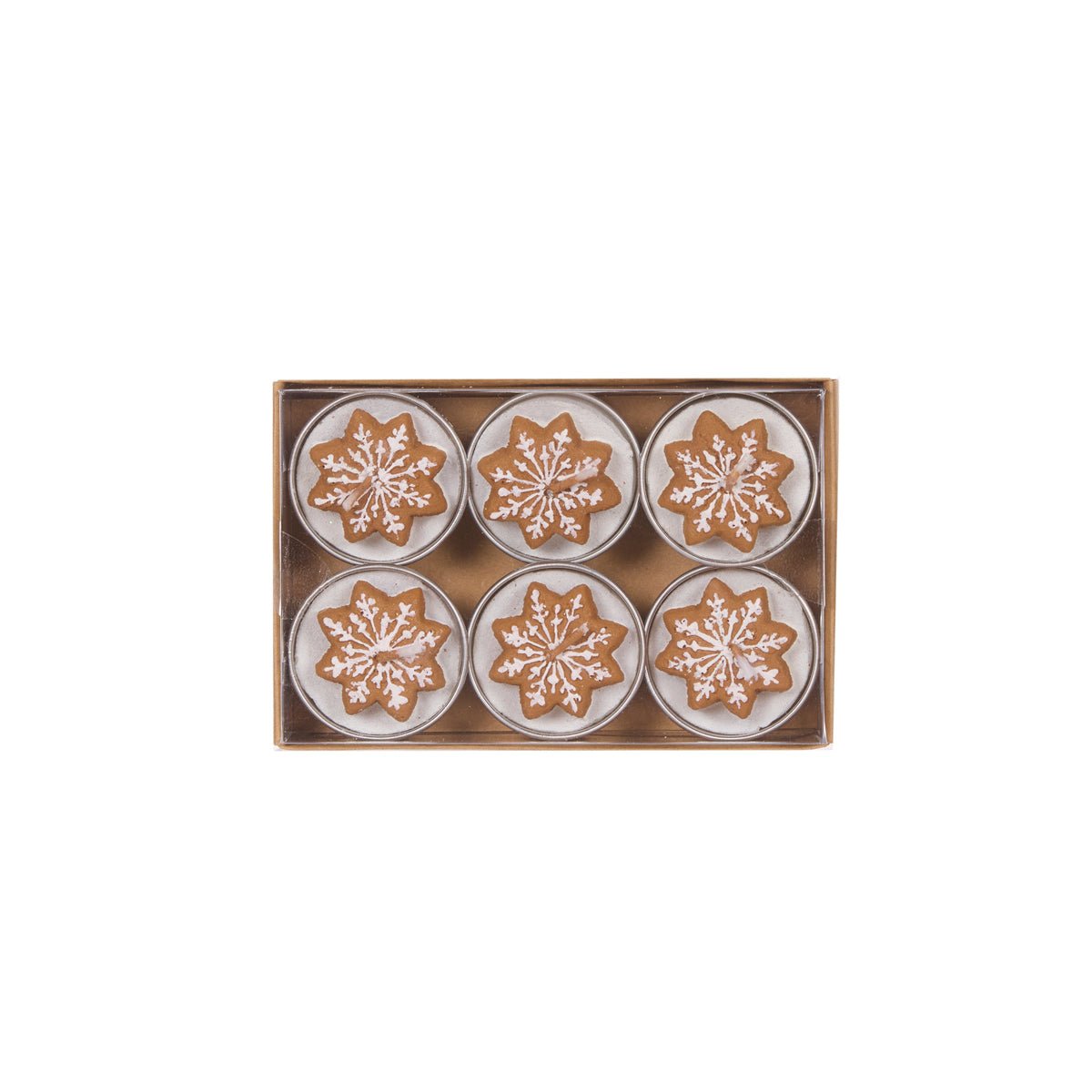 6/PK GINGERBREAD SNOWFLAKE TEALIGHTS - Pure Apotheca