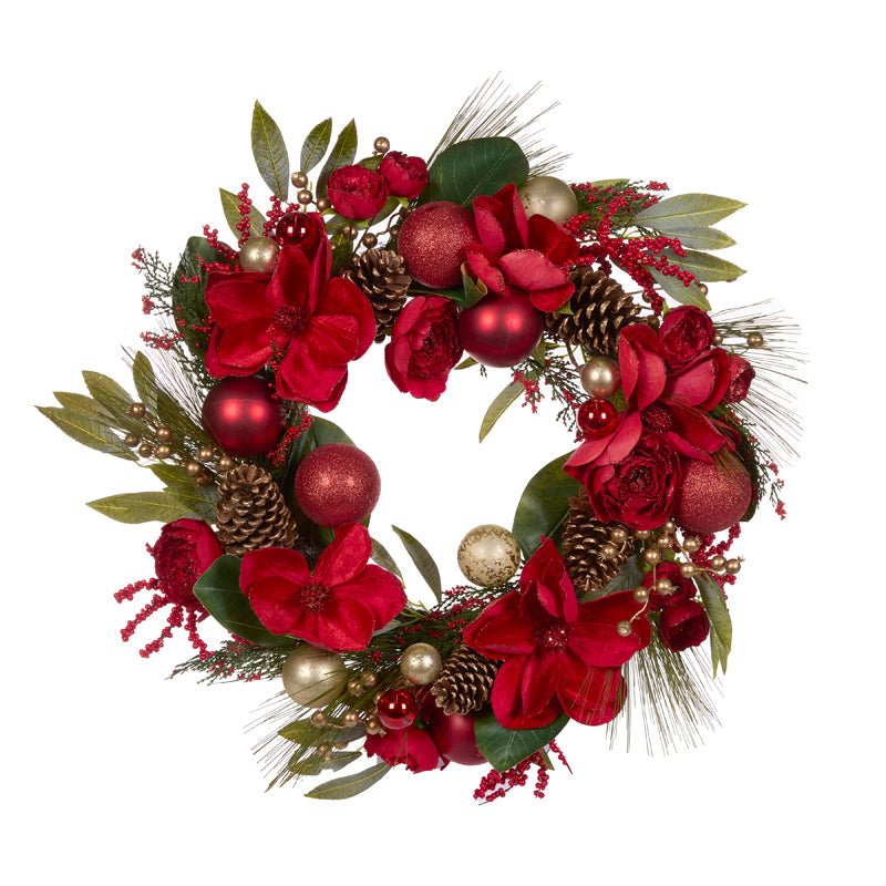 70 CM LUXE RED MAGNOLIA WREATH - Pure Apotheca
