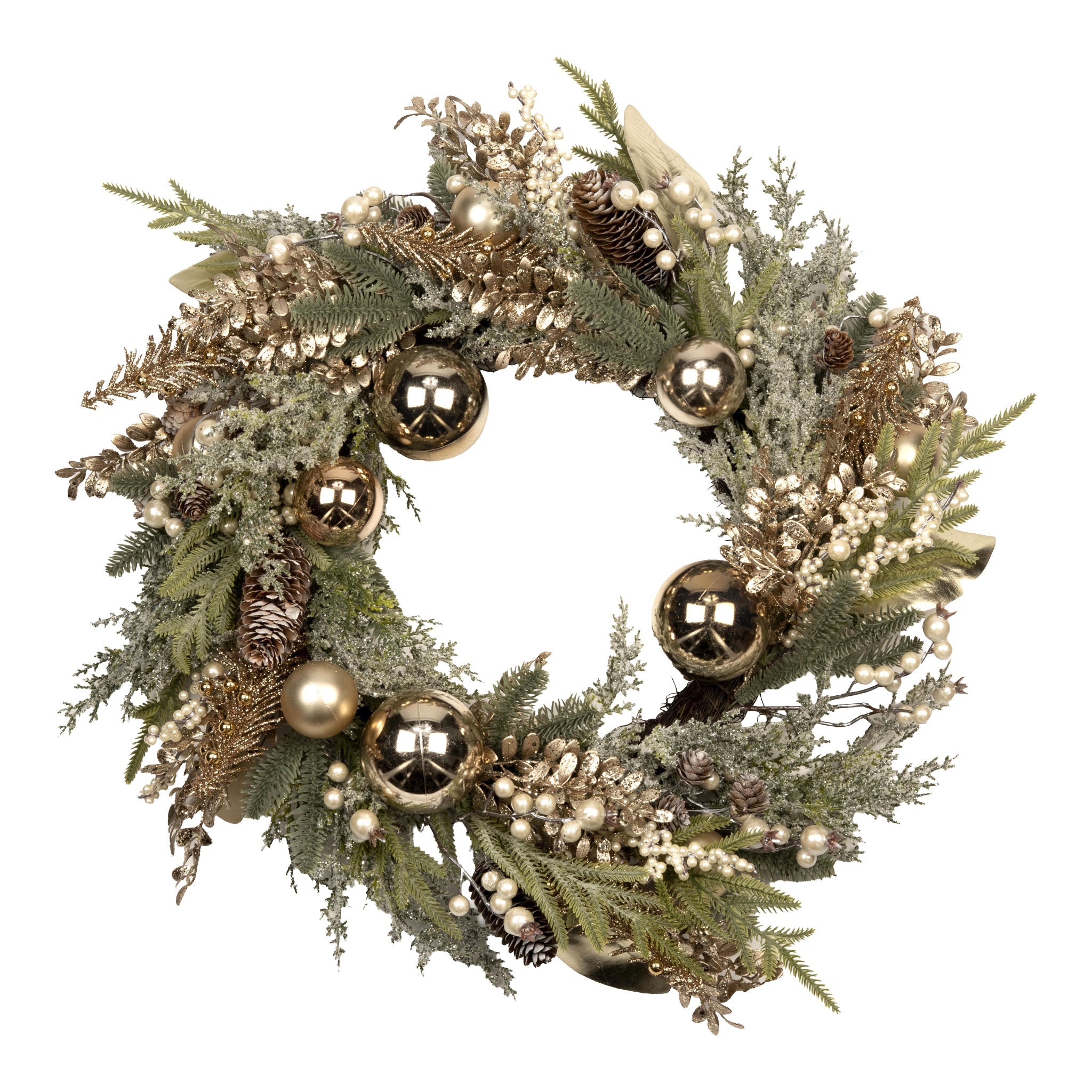 70cm Champagne Berry Bauble Wreath - Pure Apotheca
