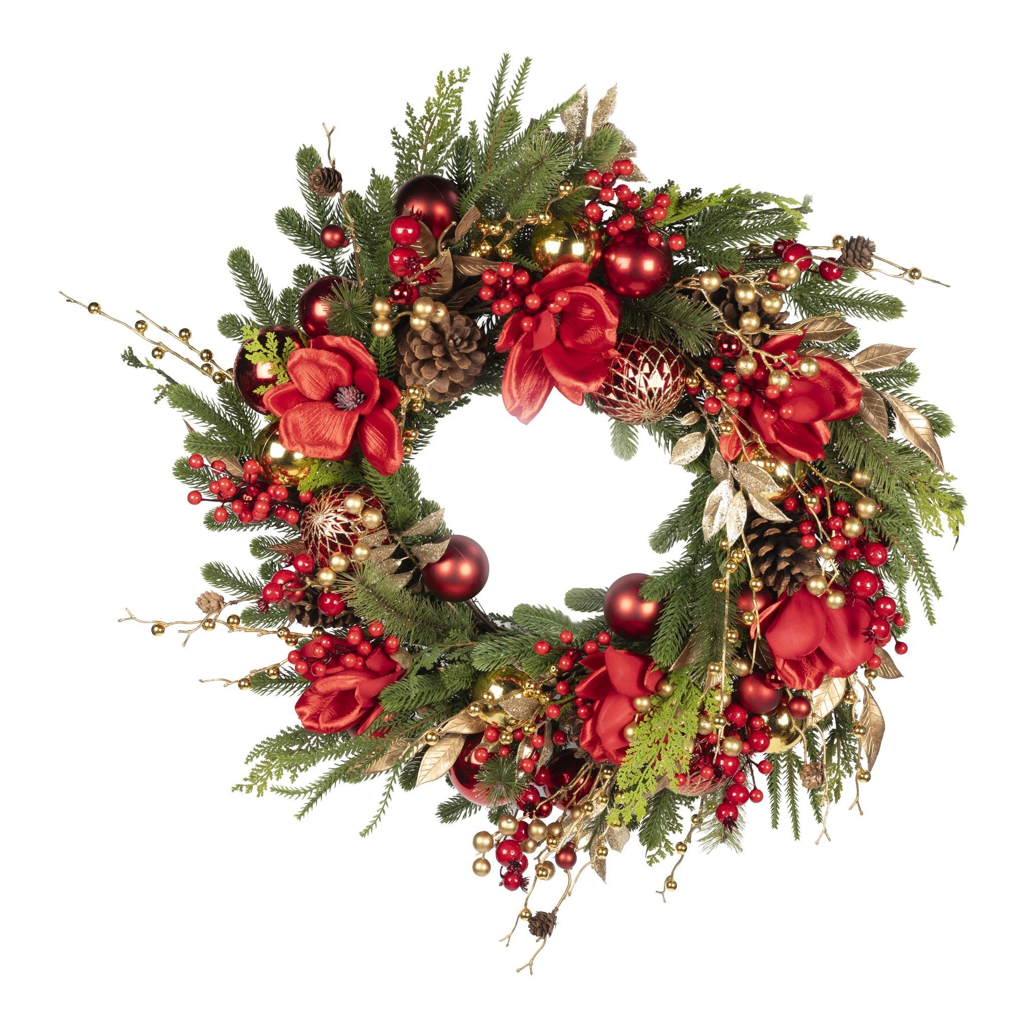 70cm Red & Gold Exquisite Wreath - Pure Apotheca
