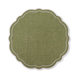 CLAUDIA GREEN/WHITE SCALLOPED ROUND PLACEMAT D33CM