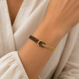 Knotted Crystal Gold Bracelet Black