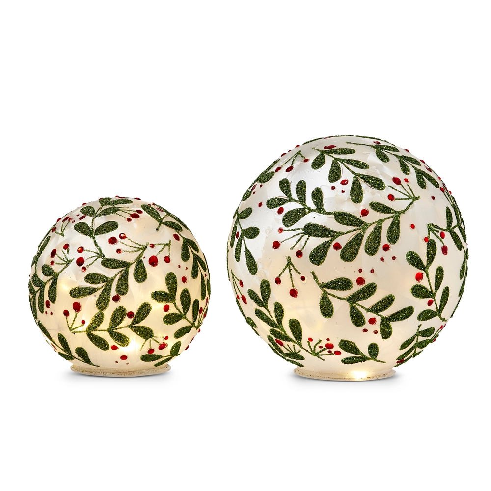 8" Lit Botanical Holly Balls Set/2 - Pure Apotheca
