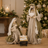 Luxe Nativity 3 Piece Set Green 40cm